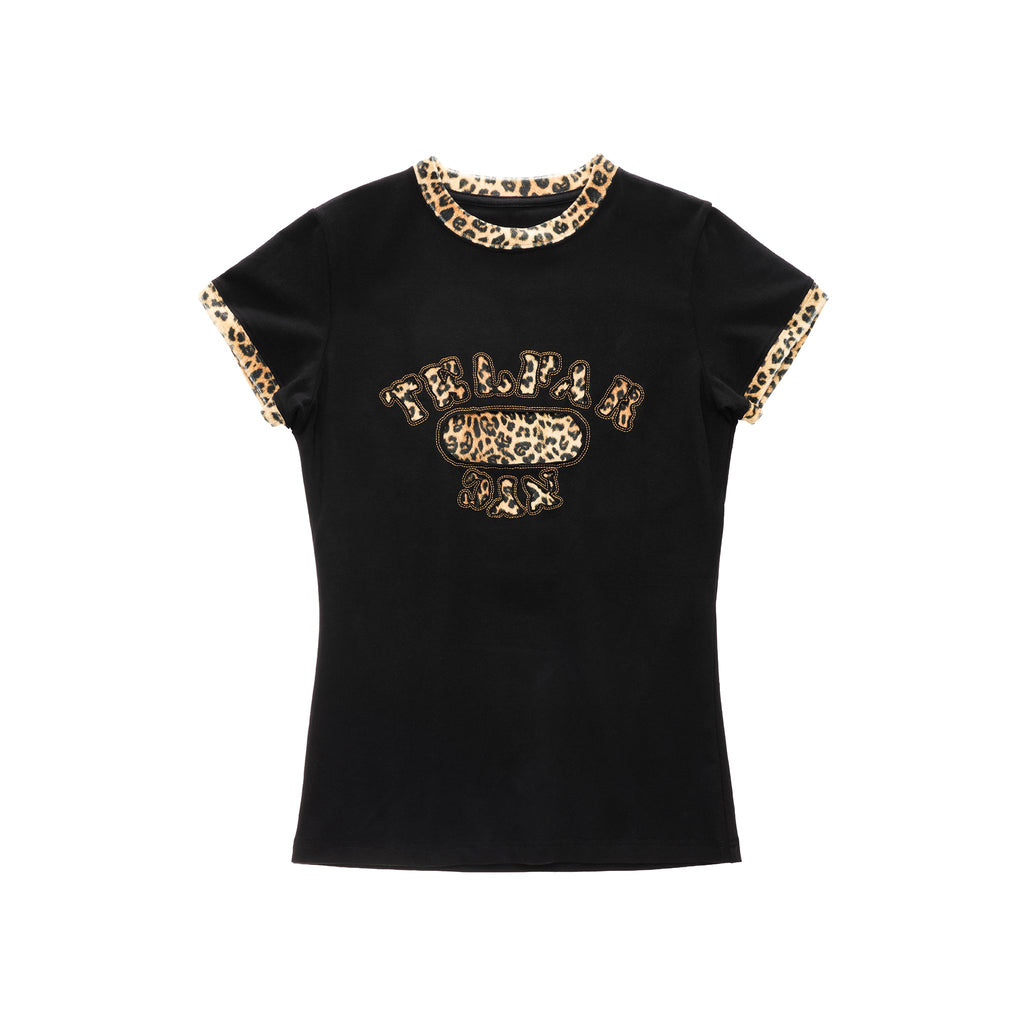 Leopard Pill Baby Ringer T - Black - Clutches & Pill Bags