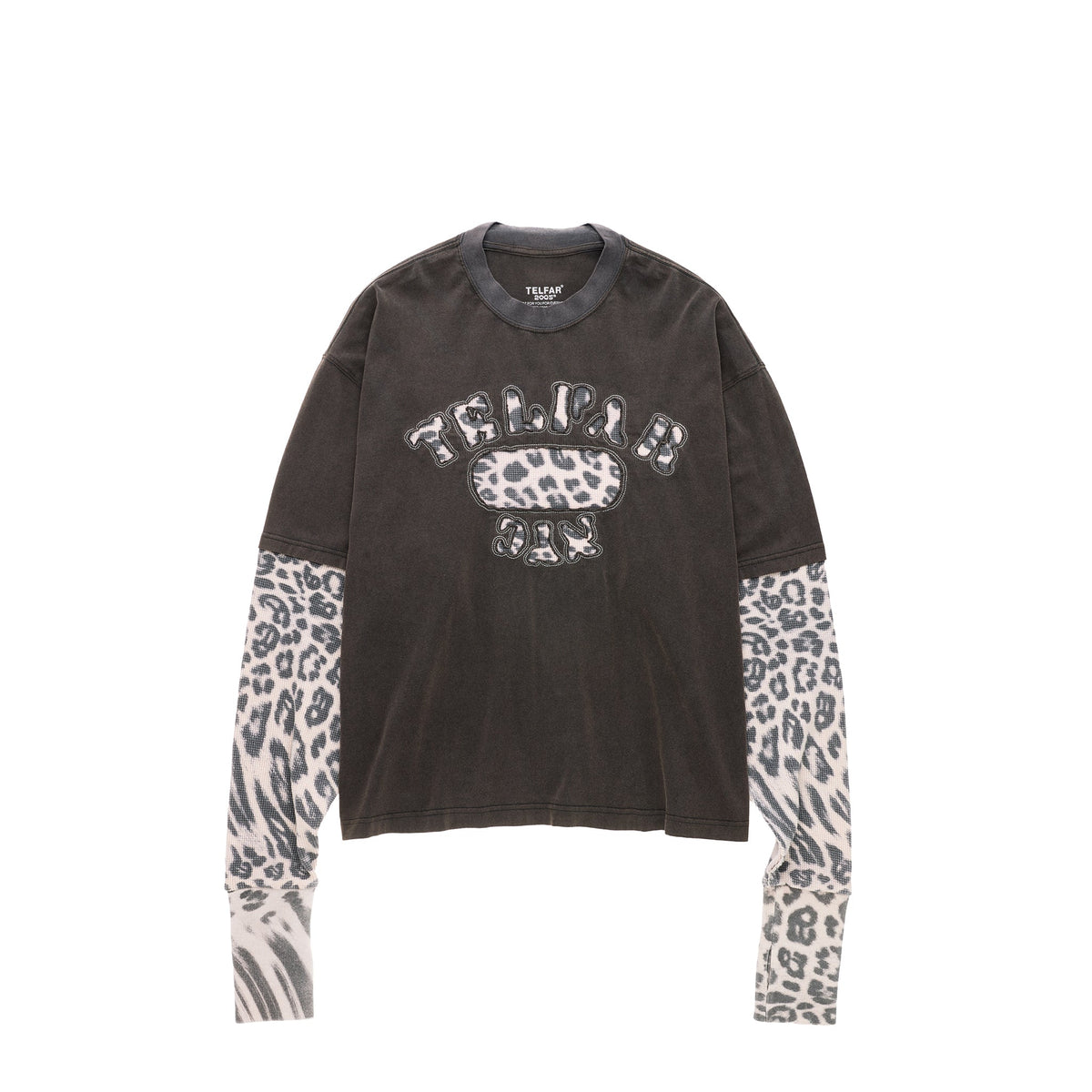 Leopard Pill Thermal T-Shirt - Black/Grey - Clutches & Pill Bags