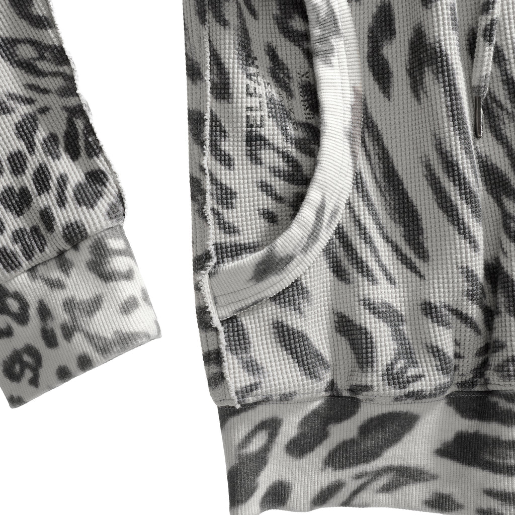 Leopard Thermal Hoodie - Grey - Sweaters & Hoodies