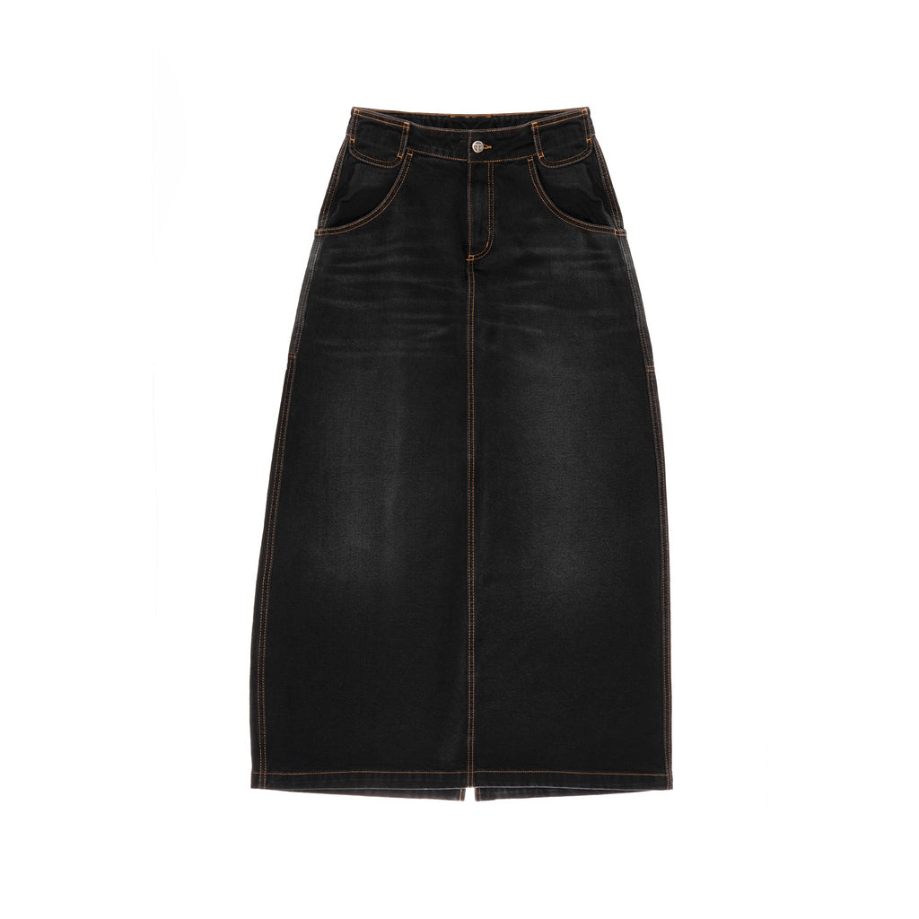 Long Jean Skirt - Black - Dresses & Skirts