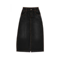 Long Jean Skirt - Black - Dresses & Skirts