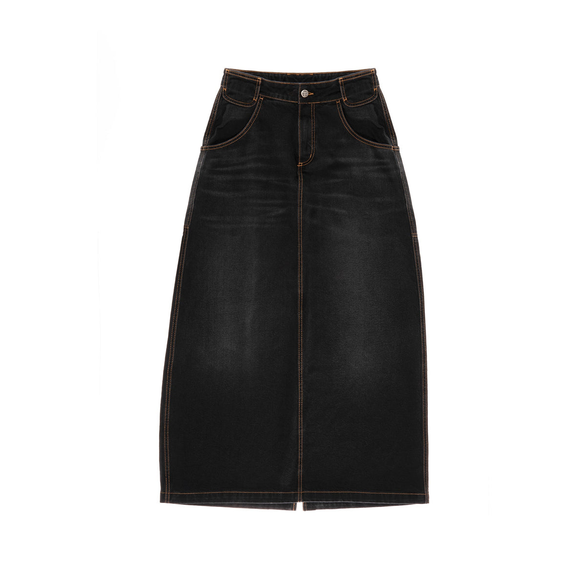 Long Jean Skirt - Black - Dresses & Skirts