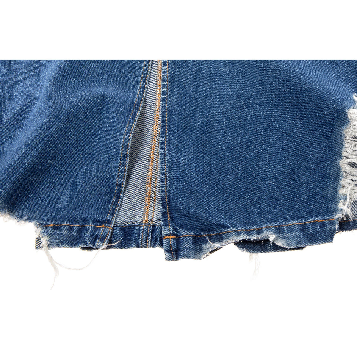 Long Jean Skirt - Distressed Blue - Dresses & Skirts