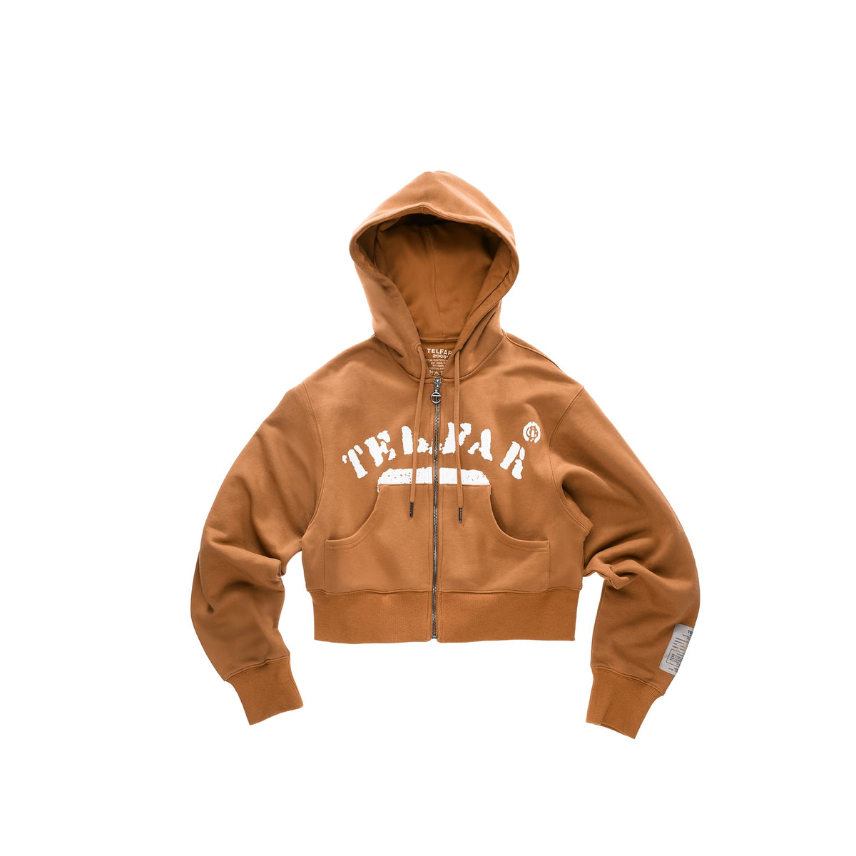 Telfar NYC Crop Zip Up Hoodie - Brown - Sweaters & Hoodies