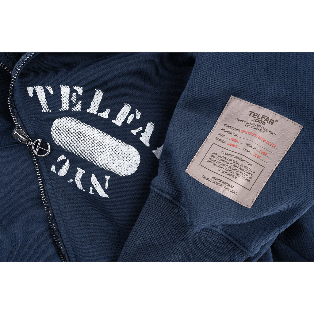Telfar NYC Zip Up Hoodie - Navy - Sweaters & Hoodies