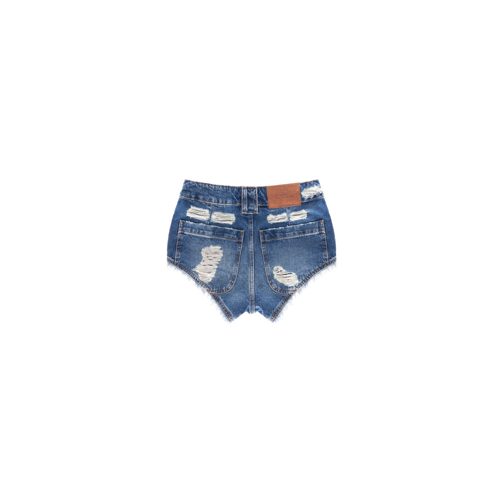 Poom Poom Jean Short - Distressed Blue - Pants & Shorts