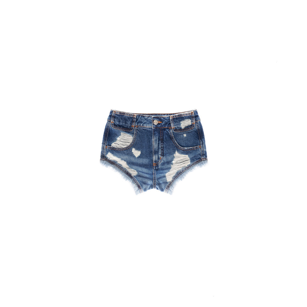 Poom Poom Jean Short - Distressed Blue - Pants & Shorts