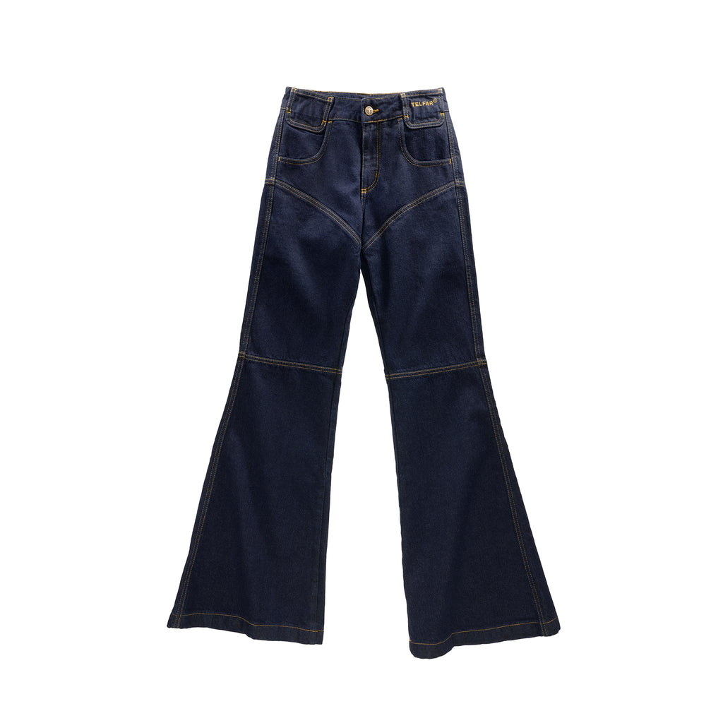 Raw Bell Bottom Jean - Blue - Pants & Shorts
