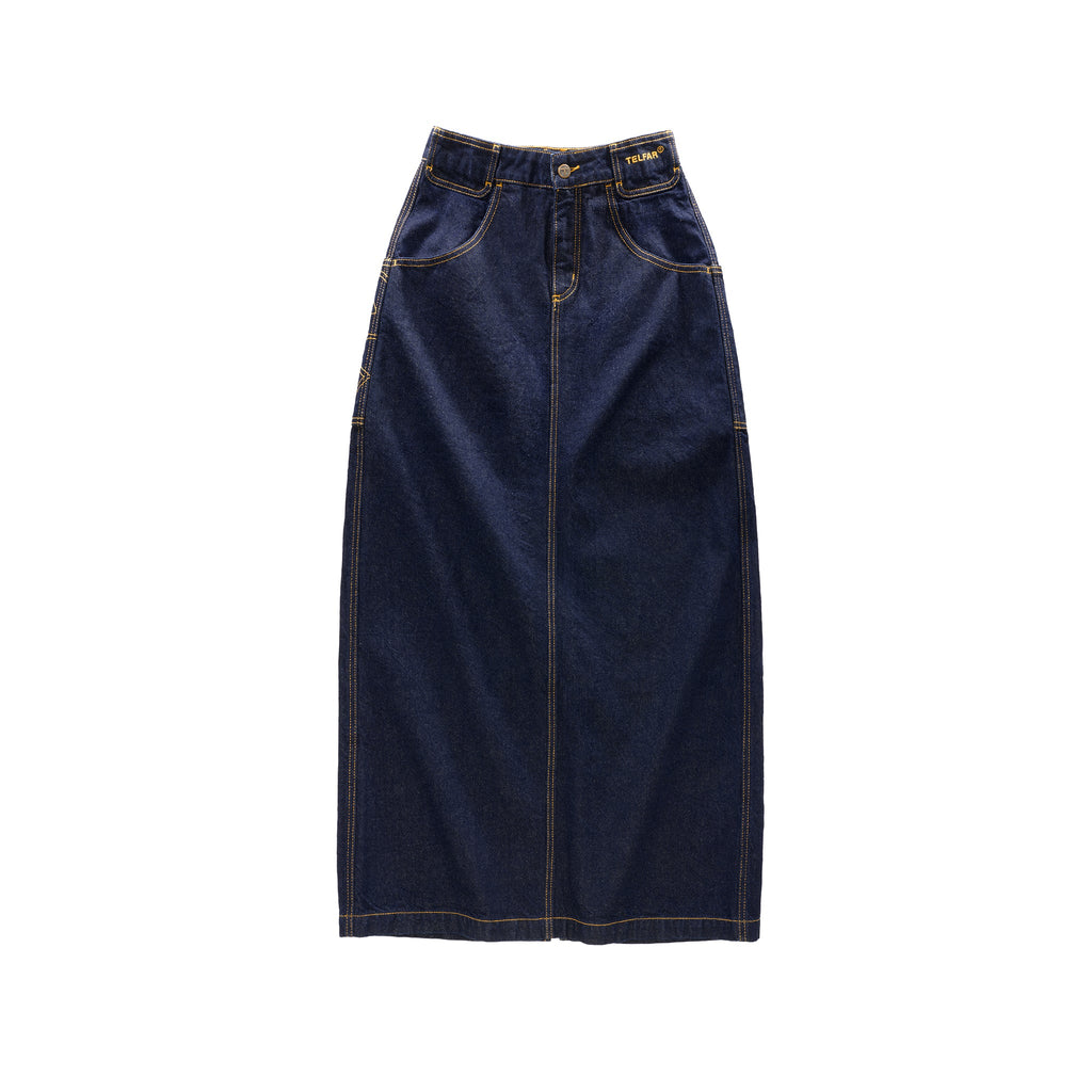Raw Long Jean Skirt - Blue - Dresses & Skirts