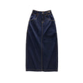 Raw Long Jean Skirt - Blue - Dresses & Skirts