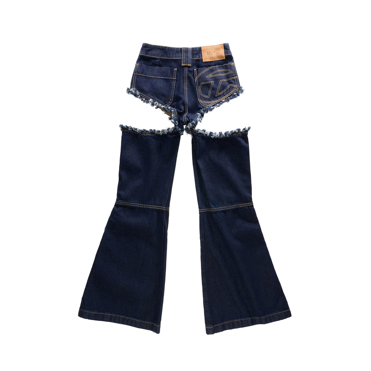 Raw Thigh Hole Bell Bottom Jean - Blue - Pants & Shorts