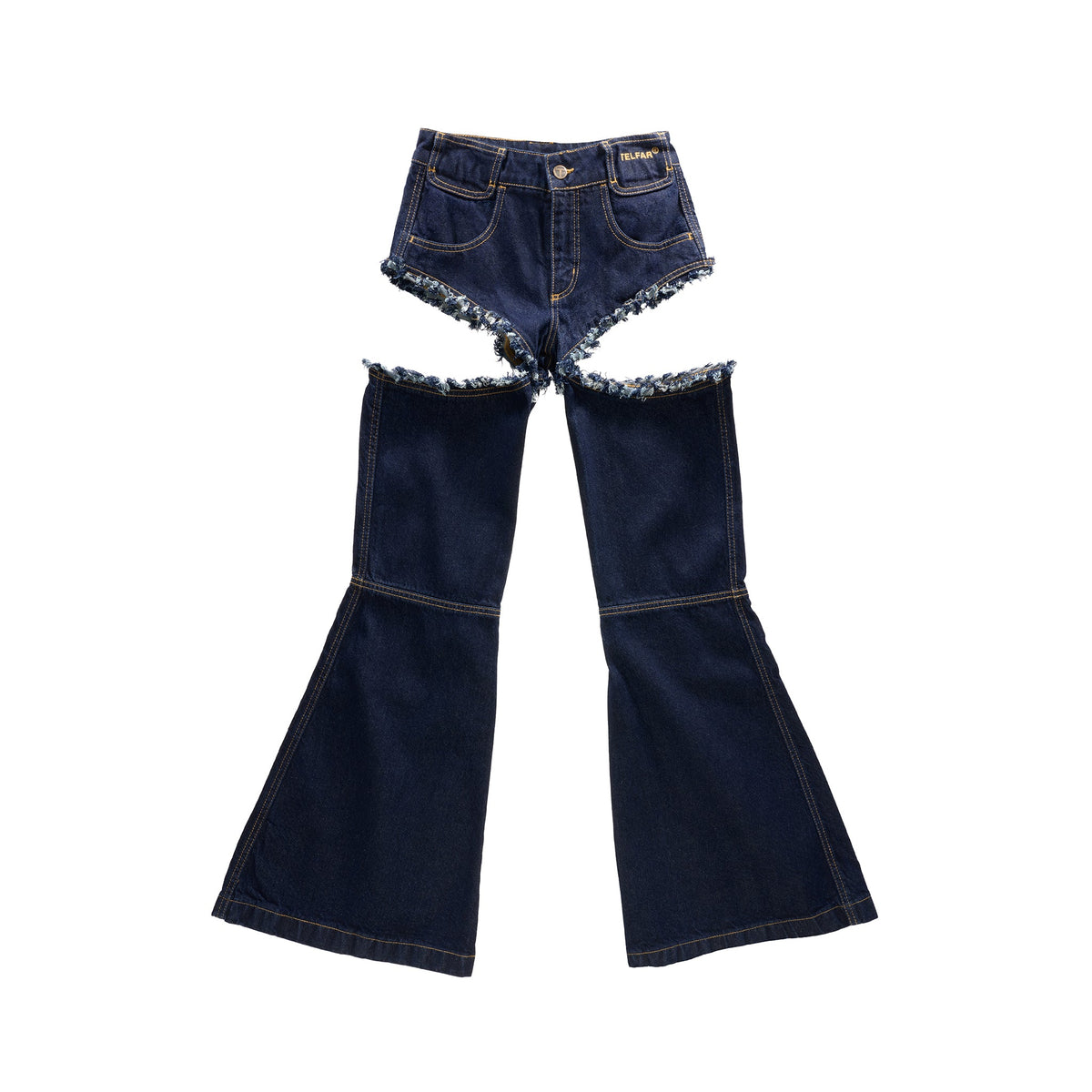 Raw Thigh Hole Bell Bottom Jean - Blue - Pants & Shorts