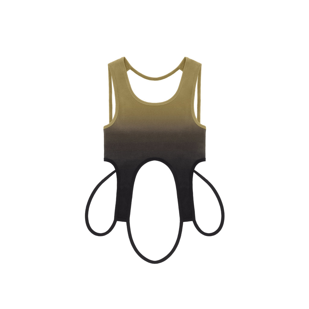 Ombre Cropped Halter - Drab/Black - Tops & T-Shirts
