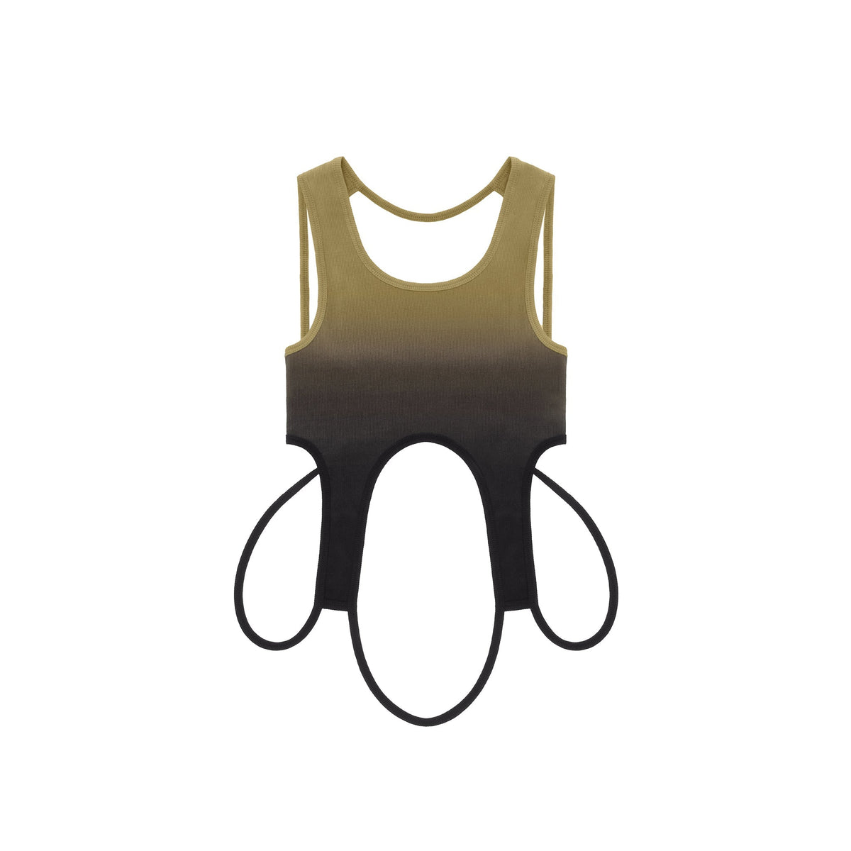 Ombre Cropped Halter - Drab/Black - Tops & T-Shirts