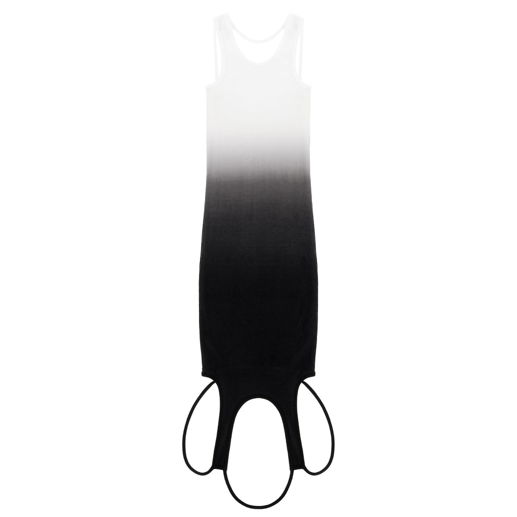 Ombre Halter Tunic - White/Black - Dresses & Skirts