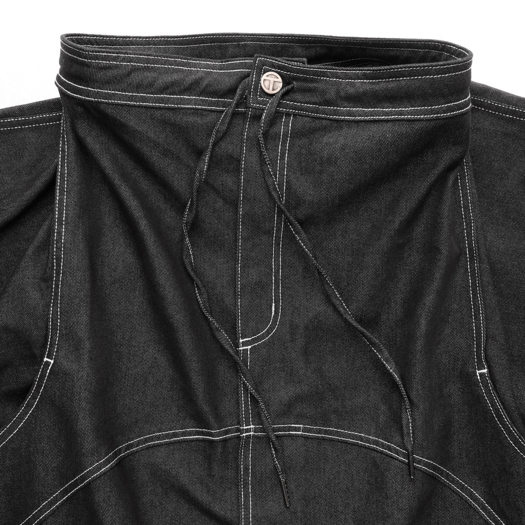 Sharkskin Cowl-Neck Coat - Black - Jackets & Outerwear