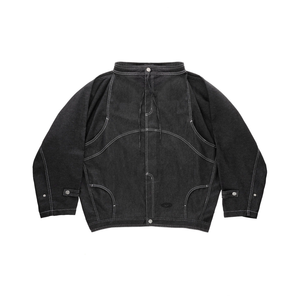 Sharkskin Cowl-Neck Coat - Black - Jackets & Outerwear