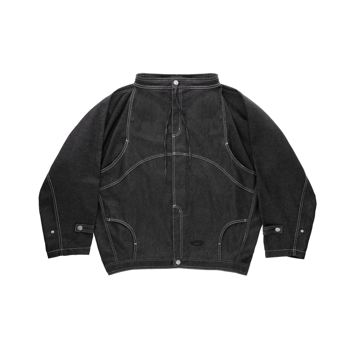 Sharkskin Cowl-Neck Coat - Black - Jackets & Outerwear
