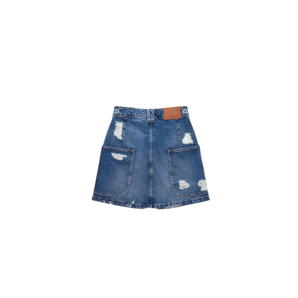 Short Jean Skirt - Distressed Blue - Dresses & Skirts