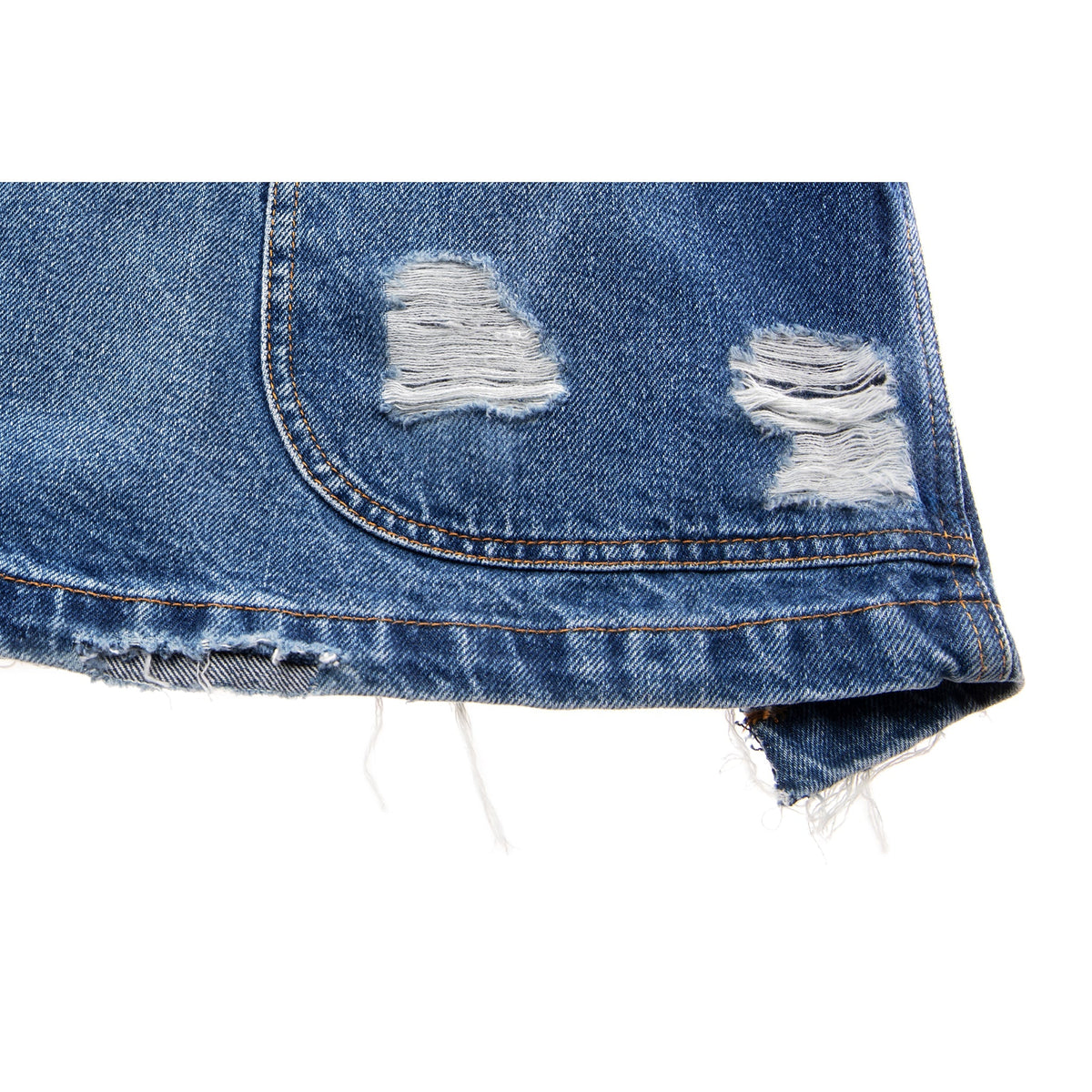 Short Jean Skirt - Distressed Blue - Dresses & Skirts