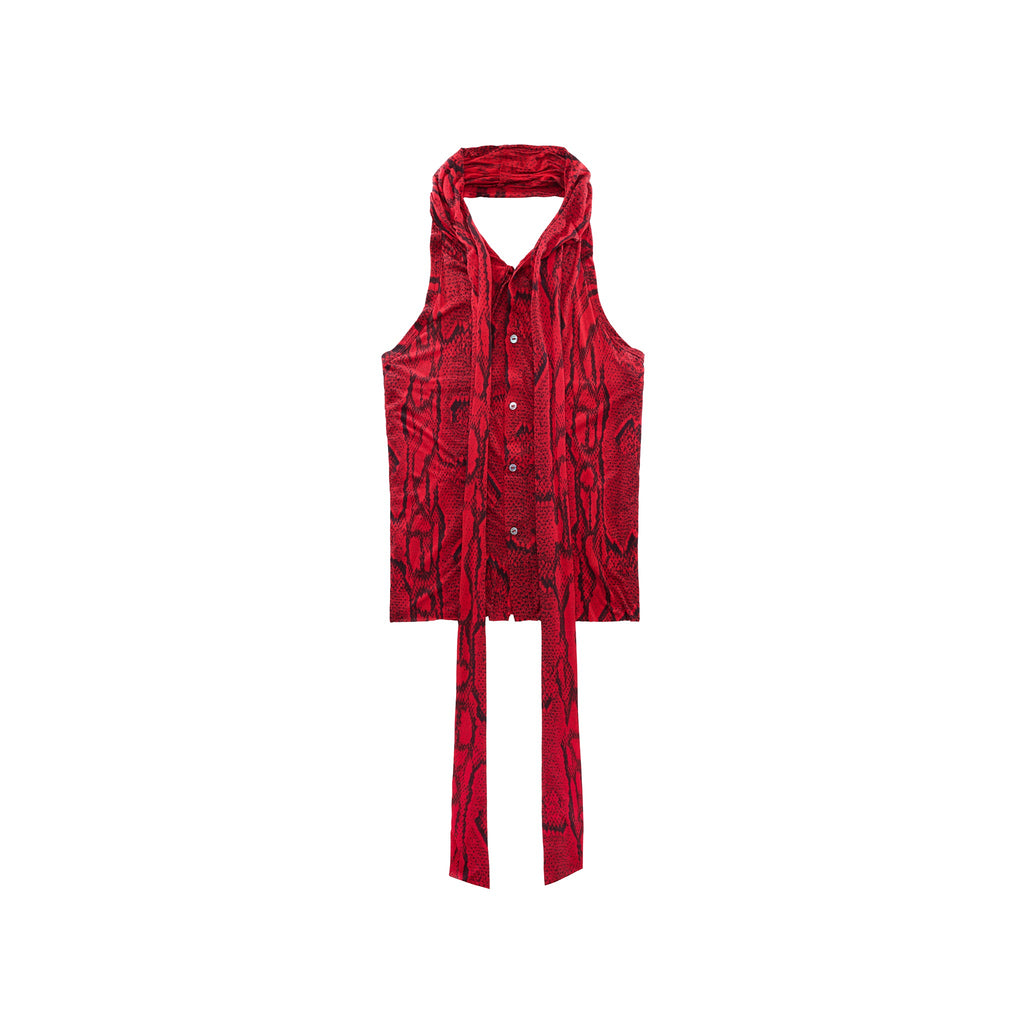 Skinny Scarf Button Down - Red - Scarves & Neckwear