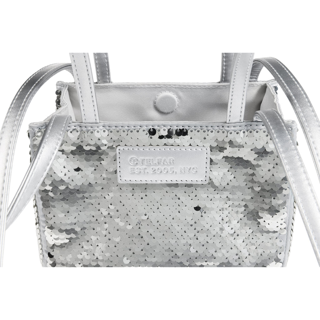 Small Sequin Shopper - Silver - Shopping Bags & Shoppers