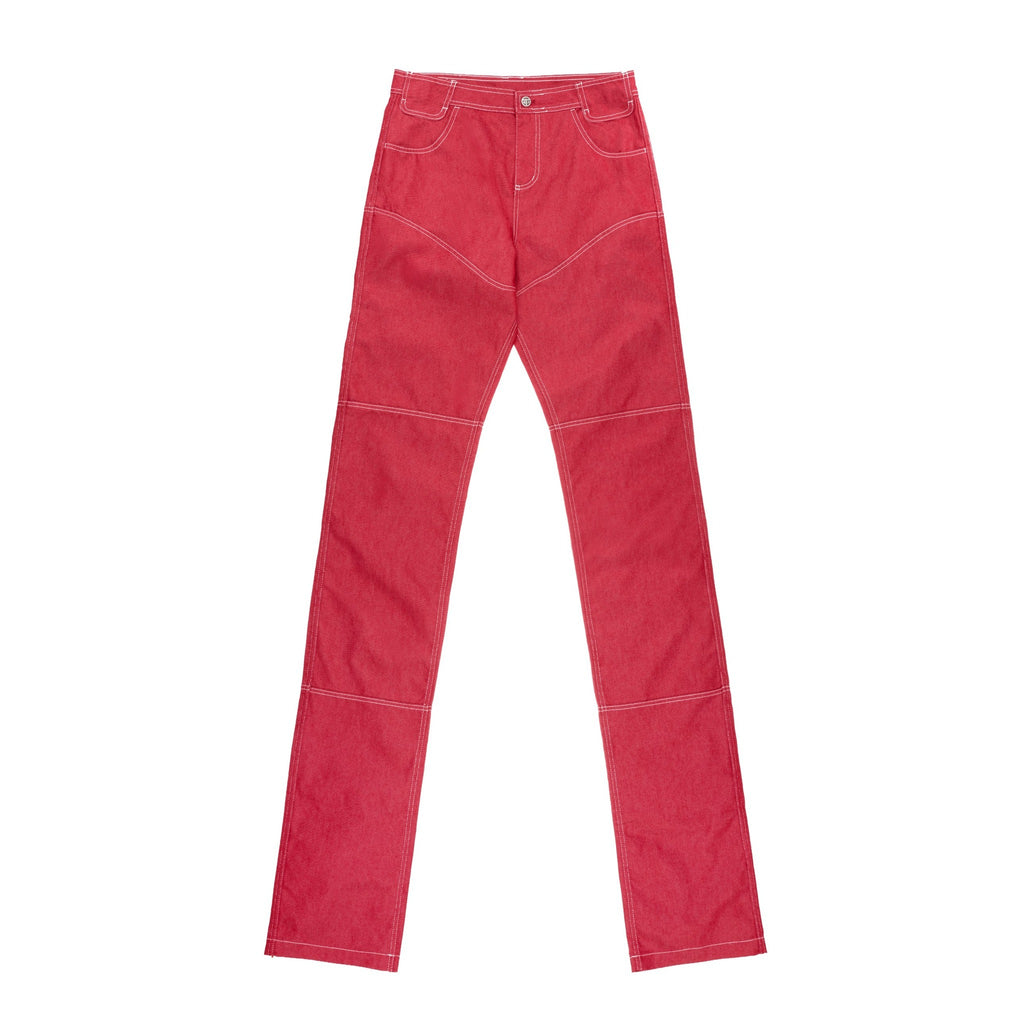 Stacked Straight Leg Jean - Red - Pants & Shorts