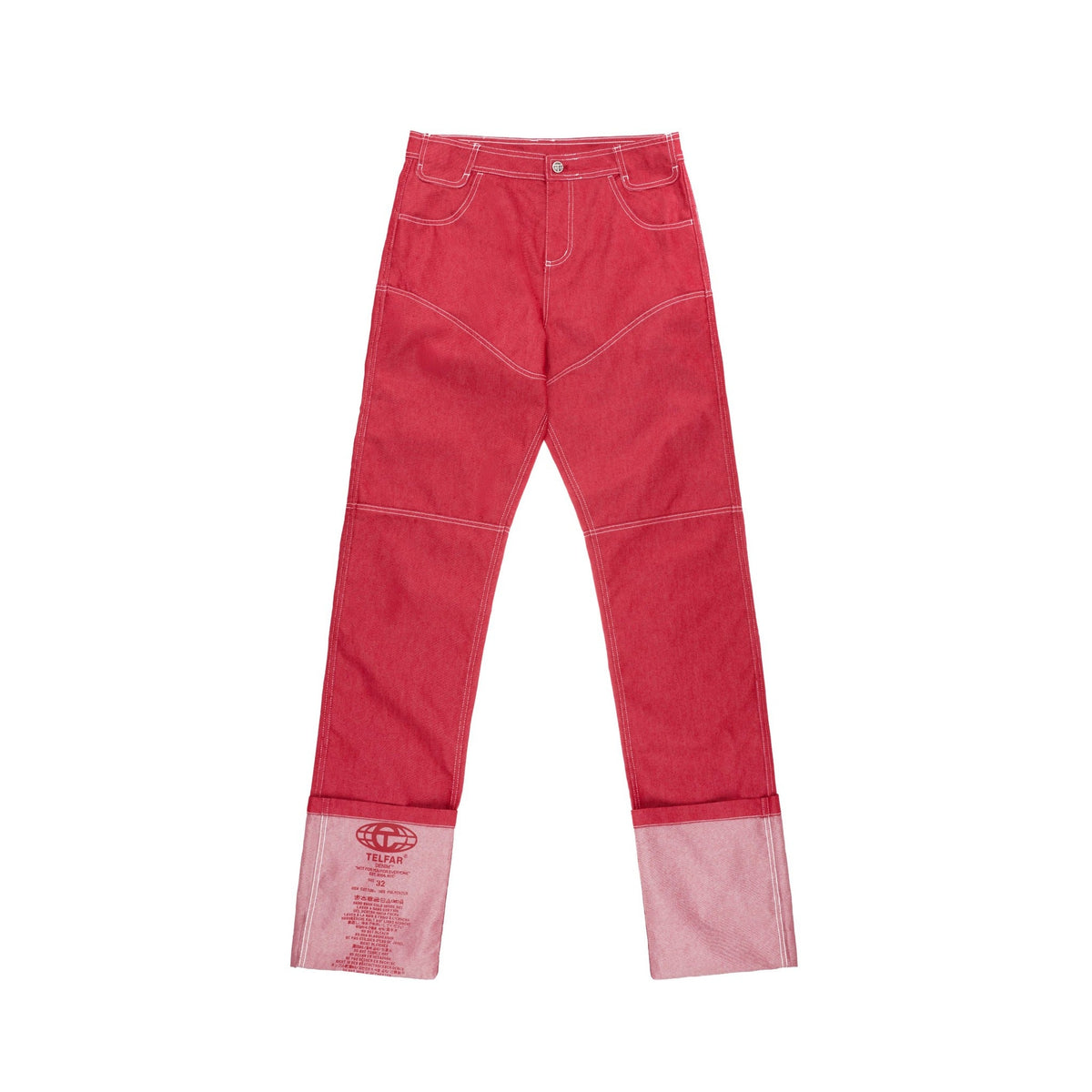 Stacked Straight Leg Jean - Red - Pants & Shorts