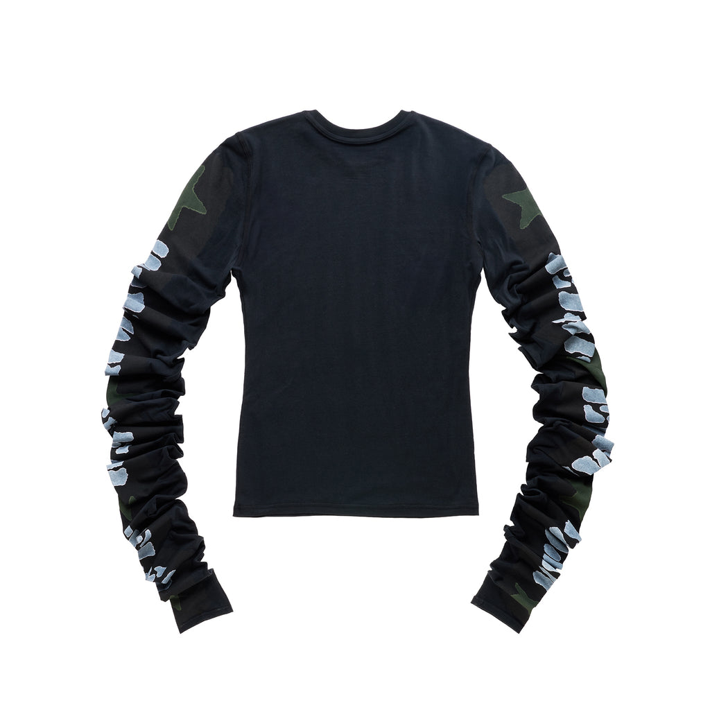 Star Scrunched Long Sleeve - Black - Tops & T-Shirts