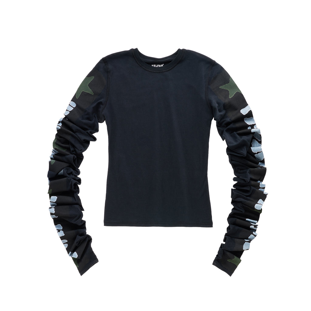 Star Scrunched Long Sleeve - Black - Tops & T-Shirts