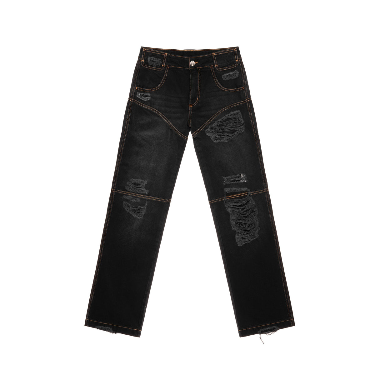 Straight Leg Jean - Distressed Black - Pants & Shorts