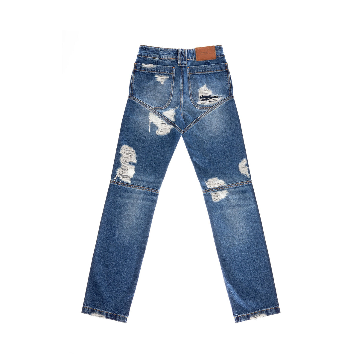 Straight Leg Jean - Distressed Blue - Pants & Shorts