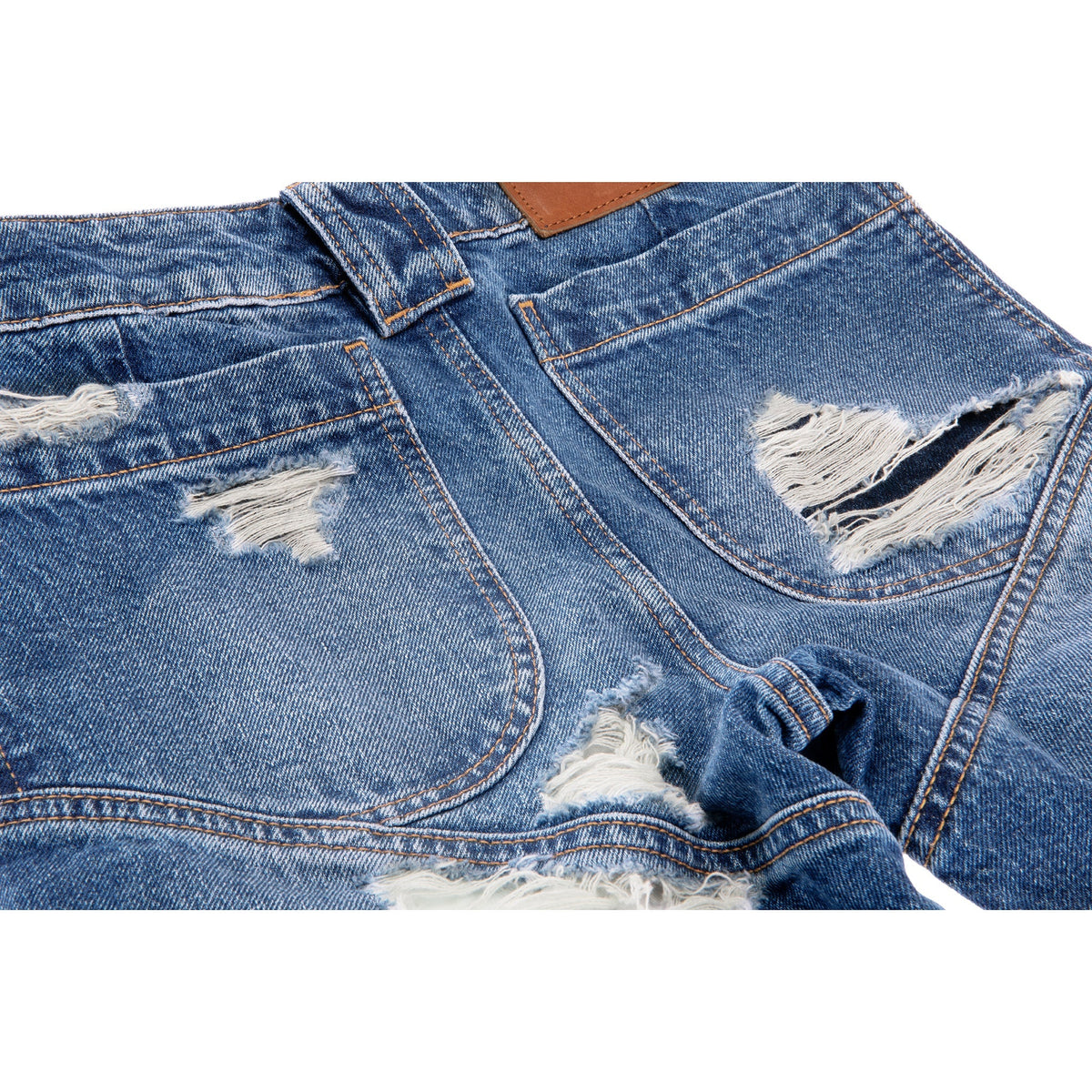 Straight Leg Jean - Distressed Blue - Pants & Shorts