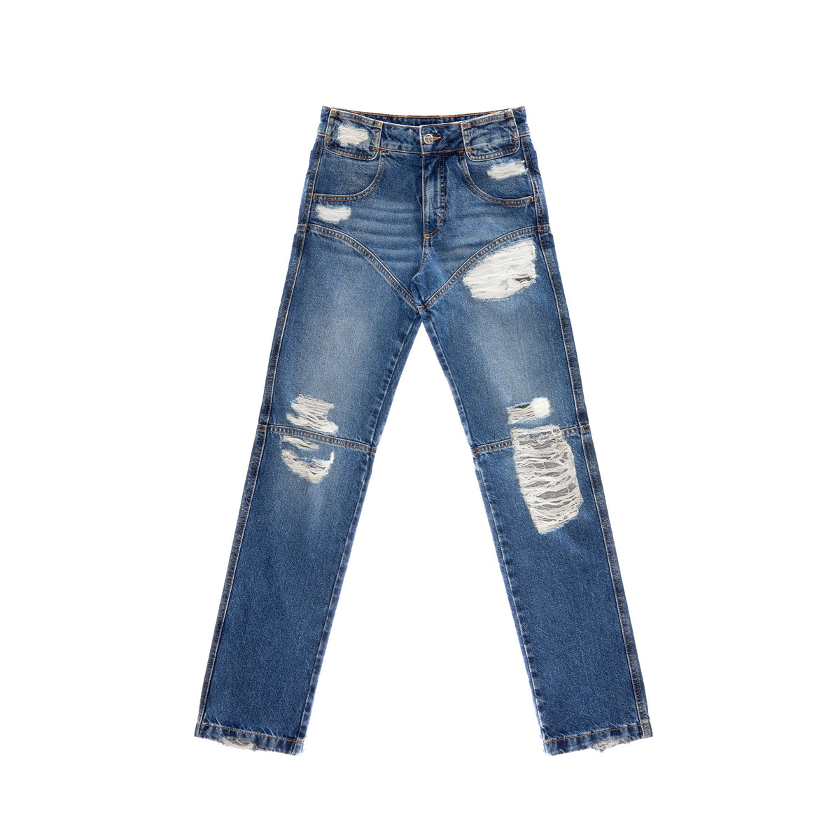 Straight Leg Jean - Distressed Blue - Pants & Shorts