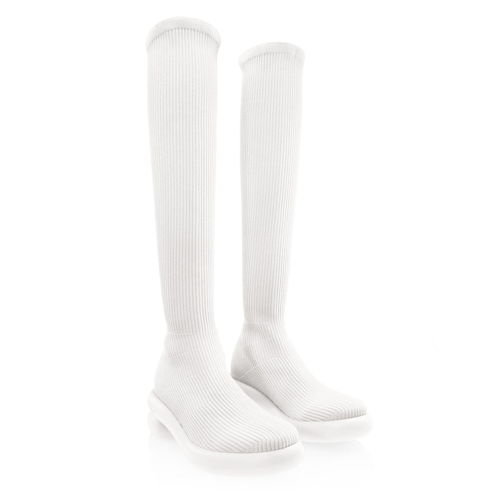 Tall Knit Modular Boot- White - Boots