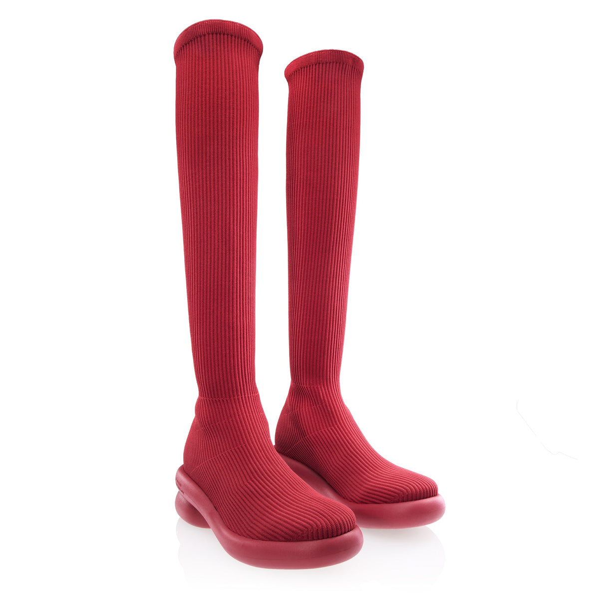 Tall Knit Modular Boot- Red - Boots