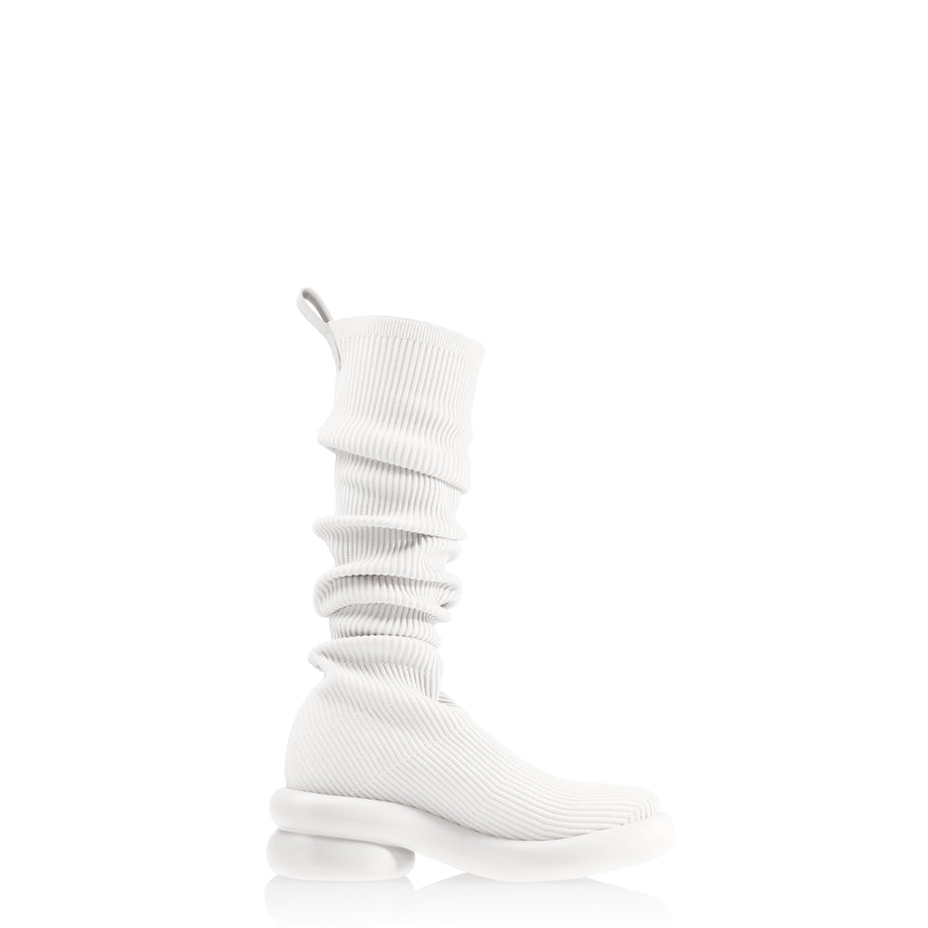 Tall Knit Modular Boot- White - Boots