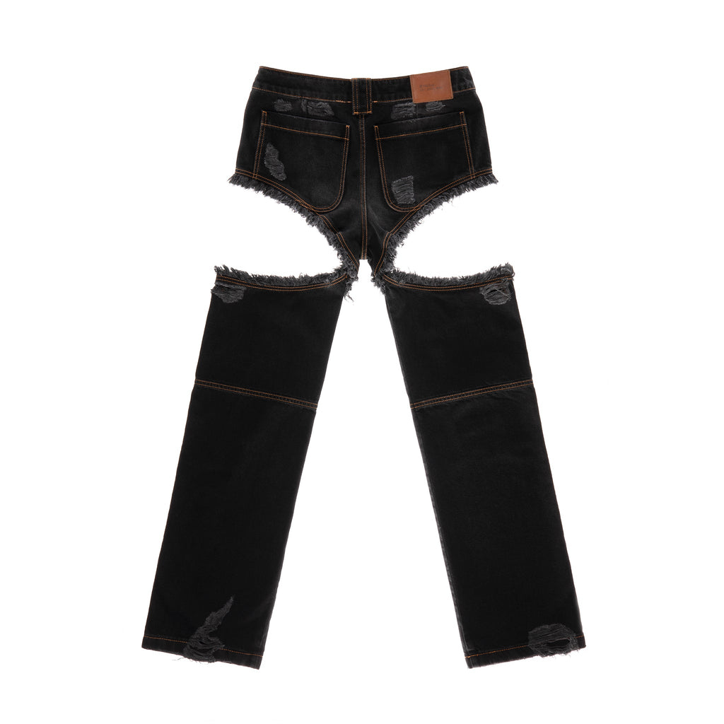 Thigh Hole Jean - Distressed Black - Pants & Shorts