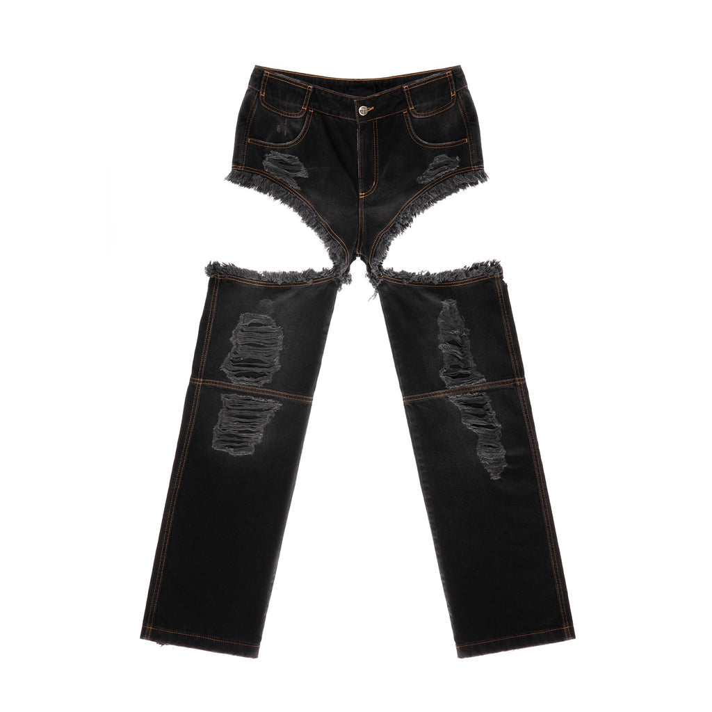 Thigh Hole Jean - Distressed Black - Pants & Shorts
