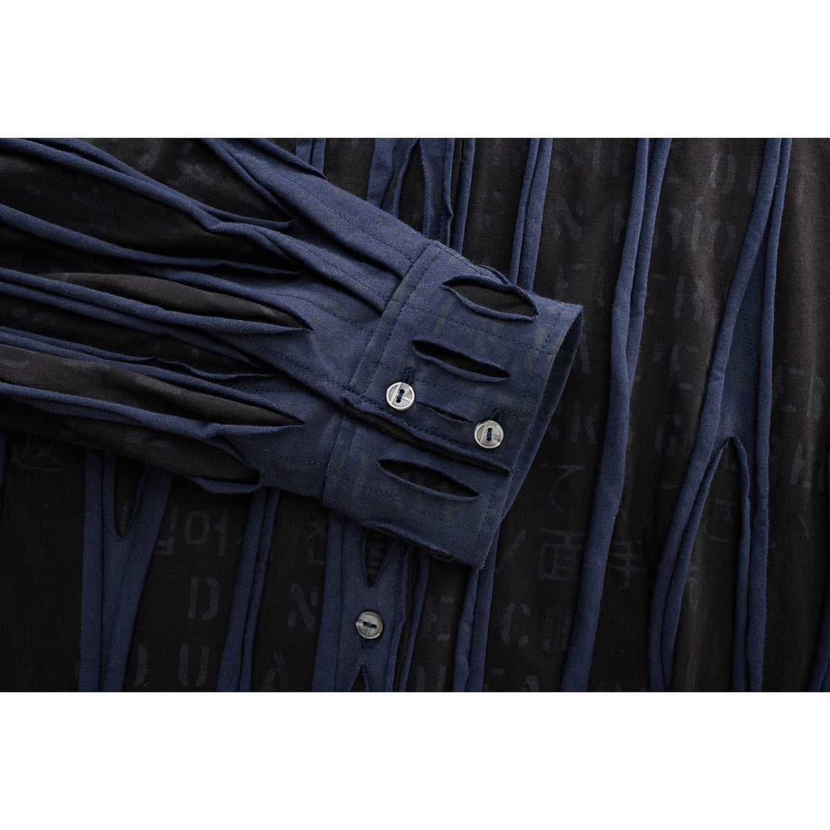 Woodgrain High Collar Dress Shirt - Black - Tops & T-Shirts