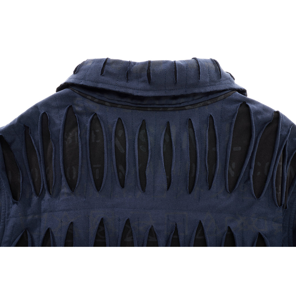 Woodgrain High Collar Dress Shirt - Black - Tops & T-Shirts