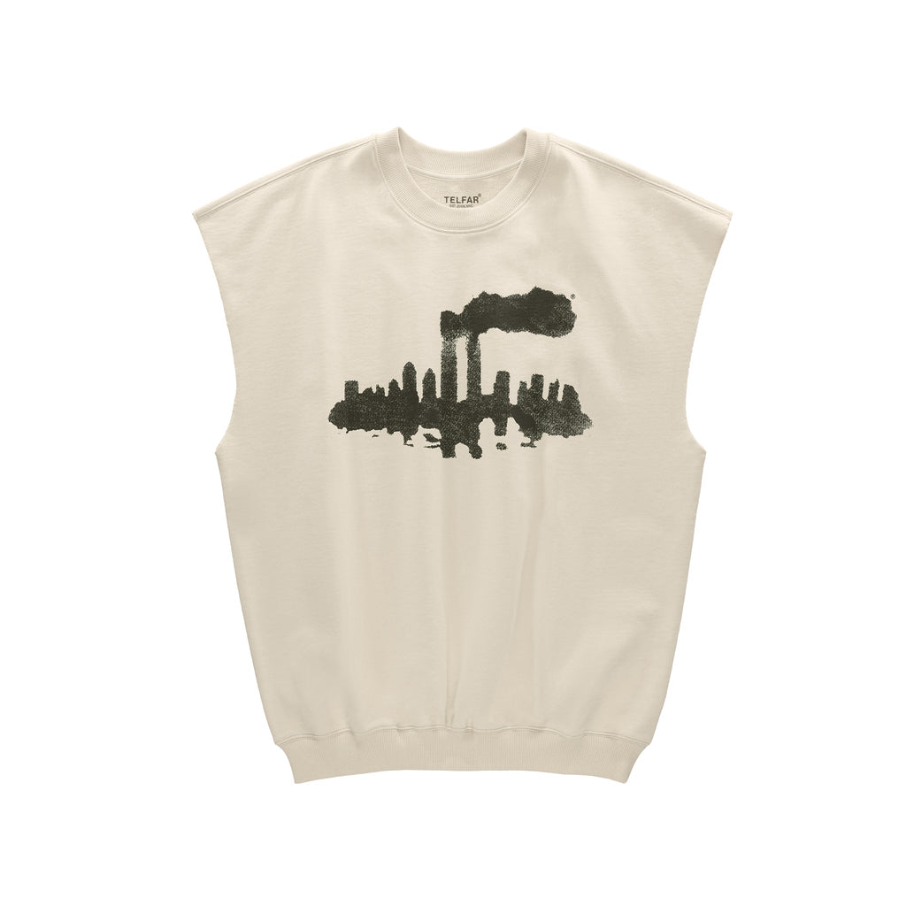 Ink Blot Test Sleeveless Crewneck - Washed White - Sweaters & Hoodies
