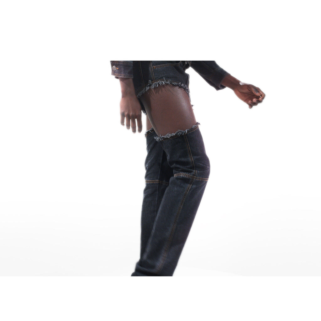 Thigh Hole Jean - Black - Pants & Shorts