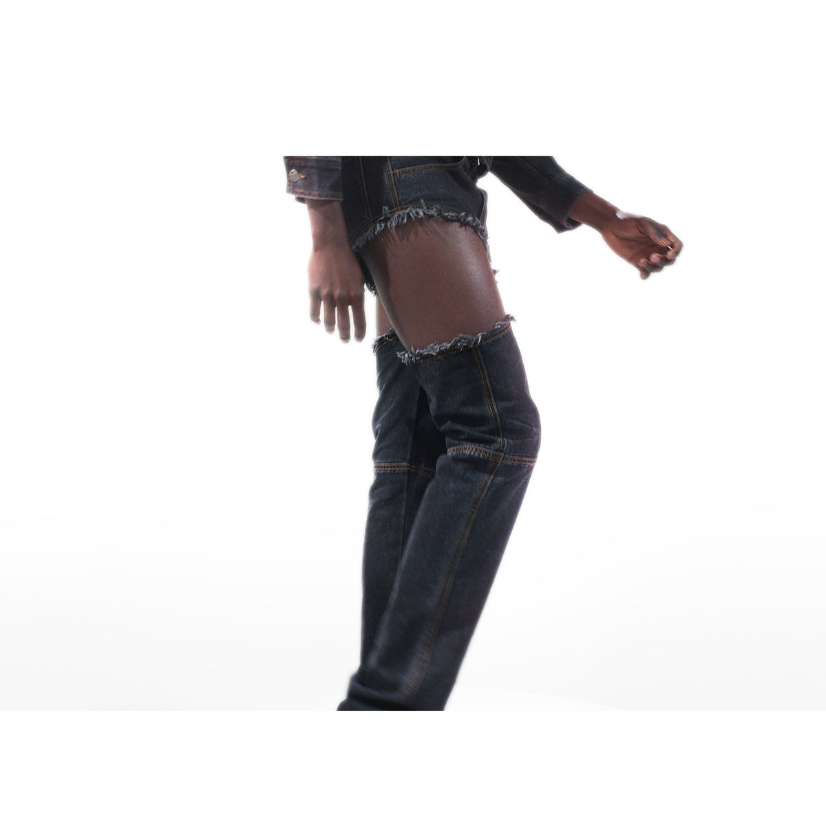 Thigh Hole Jean - Black - Pants & Shorts